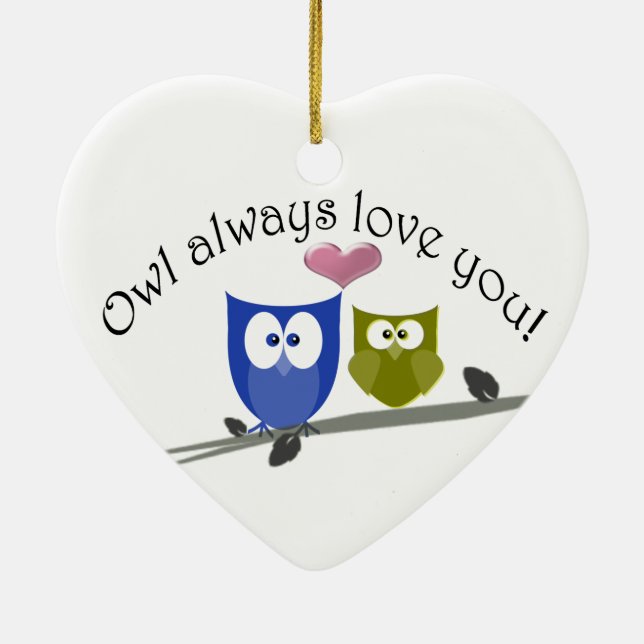 Der Eule Liebe immer Sie! Verzierung Keramik Ornament (Hinten)
