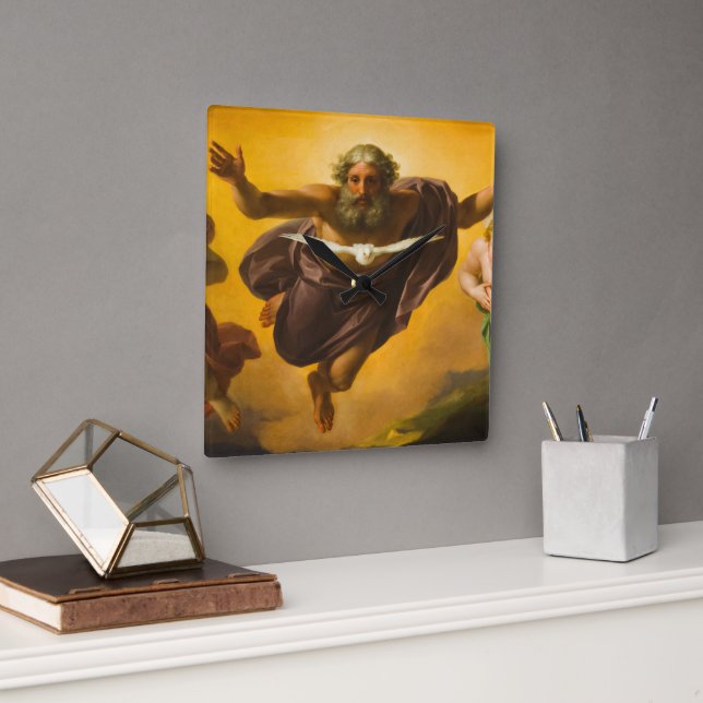 Der ewige Vater, Leidenschaft des Christi durch Me Quadratische Wanduhr (Büro)