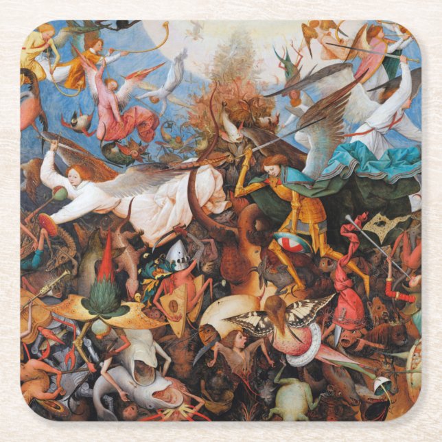 Der Fall der Rebellengel, Pieter Bruegel Rechteckiger Pappuntersetzer (Vorderseite)