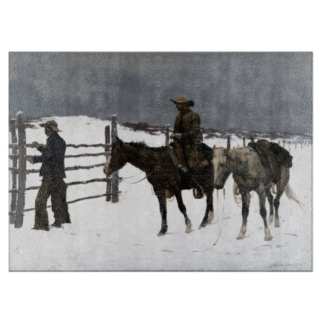 Der Fall des Cowboy 1895 Frederic Remington Schneidebrett (Vorderseite)