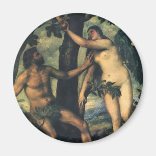 Der Fall des Menschen; Adam and Eve von Tizian Magnet