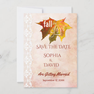 Der Fall in der Liebe Spitze alten Papier Hochzeit Save The Date