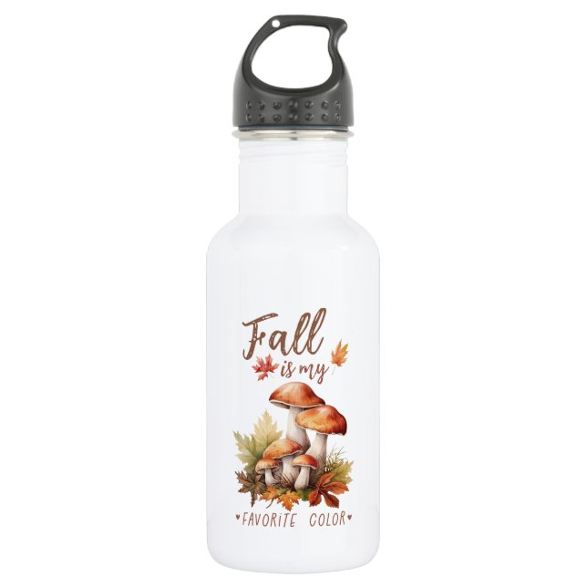 Der Fall ist meine Lieblingsfarbe - Pilze und Blät Edelstahlflasche (Vorderseite)