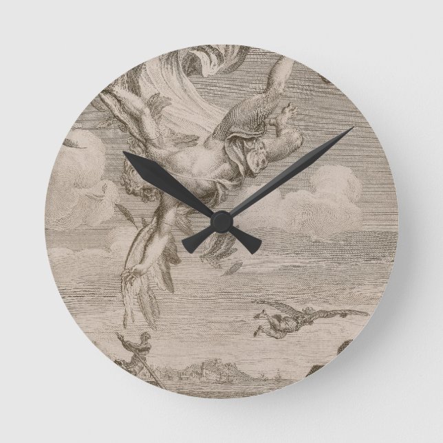Der Fall von Ikarus, 1731 (Stich) Runde Wanduhr (Vorderseite)