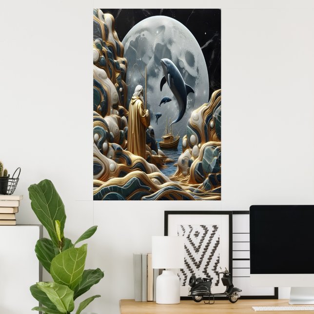 Der Fang des goldenen Fischers auf dem Seeweg Poster (Heimbüro)
