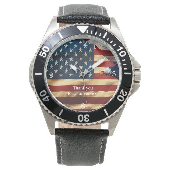 Der farbenfrohe Allamerikanische Adler mit Flag Wa Armbanduhr (Vorderseite)