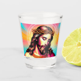 Der farbenfrohe Jesus schoss eine Brille! Schnapsglas