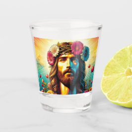 Der farbenfrohe Jesus schoss eine Brille! Schnapsglas