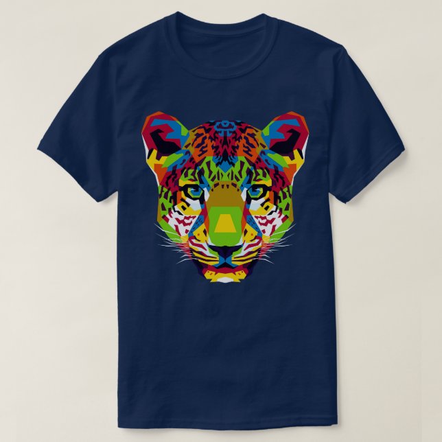 Der farbenfrohe Leopardenkopf T-Shirt (Design vorne)
