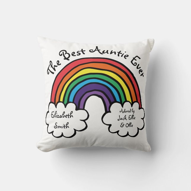 Der farbenfrohe Regenbogen der besten Tante aller  Kissen (Vorderseite)