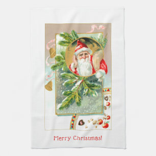 Der farbenfrohe Weihnachtsmann mit Leckereien Geschirrtuch