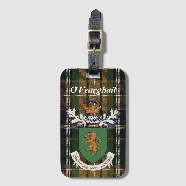 Der Farrell Clan of Ireland Wappen & Tartan  Gepäckanhänger (Vorderseite Vertikal)