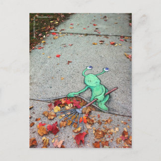 der faule Laubraker Postkarte