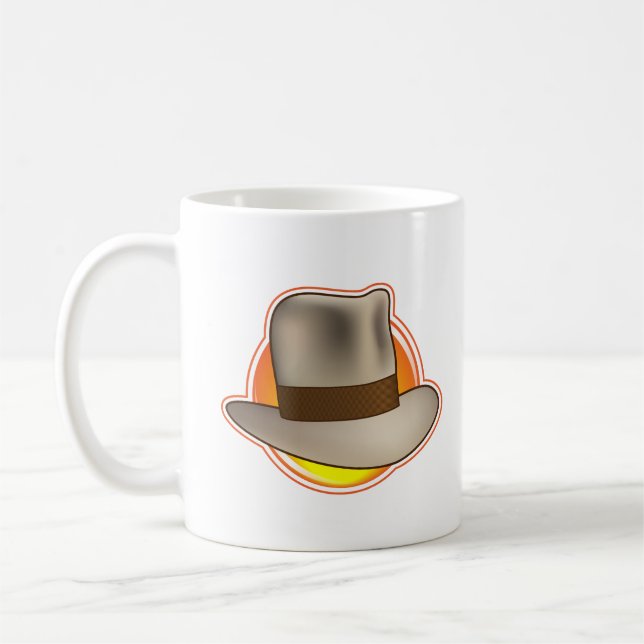 Der Fedora zeichnet sonnige Tasse des Kaffee-11oz (Links)