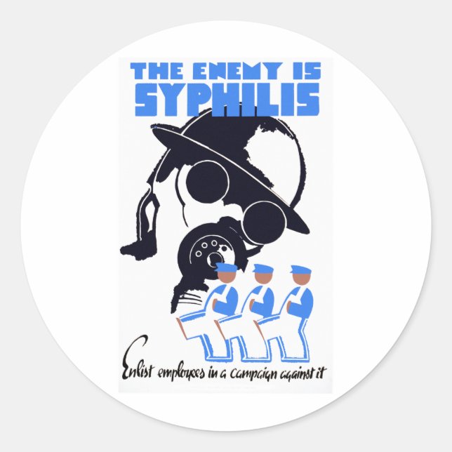 Der Feind ist Syphilis Runder Aufkleber (Vorderseite)