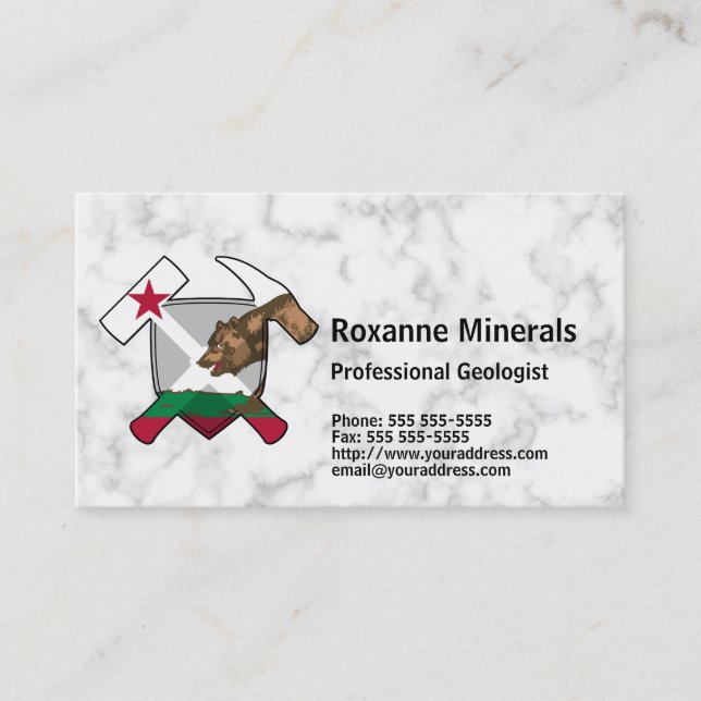 Der Felsen-Hammer-Logo des Geologen mit Visitenkarte (Vorderseite)