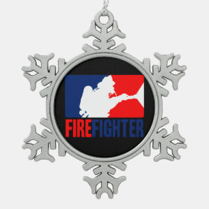 Der Feuerwehrmann-Schlagzeilenverfasser in den Tri Schneeflocken Zinn-Ornament