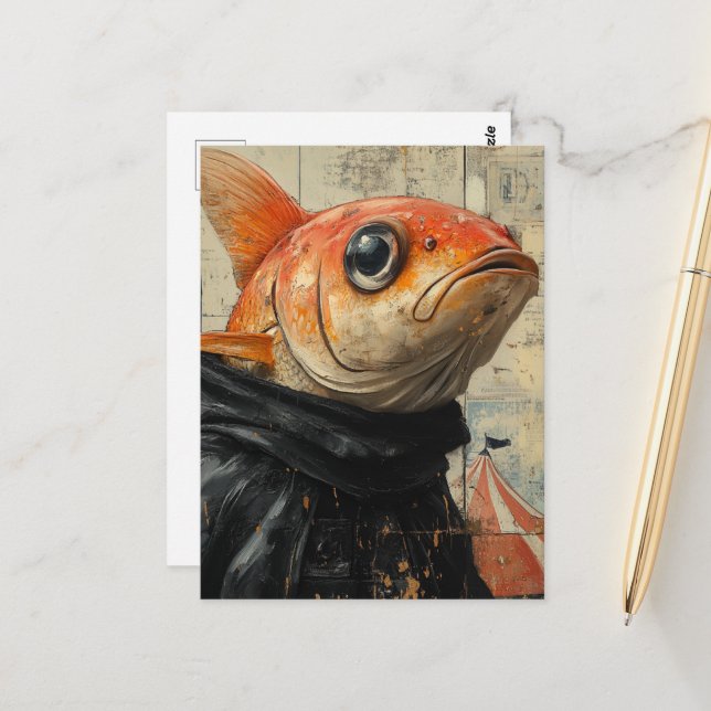 Der Fisch im Zirkus Postkarte (Vorderseite/Rückseite Beispiel)