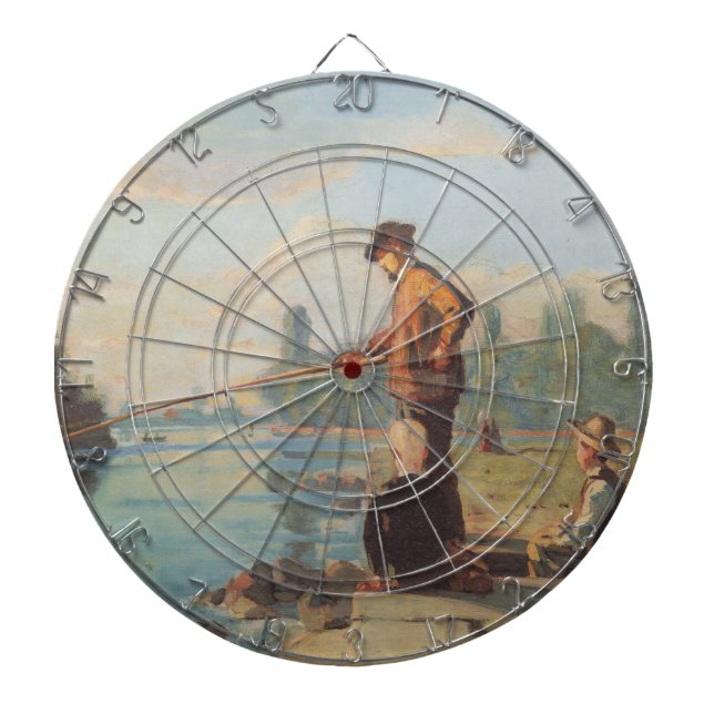 Der Fischer (Angeln im Freien) (Fluss) Dartscheibe (vorne)