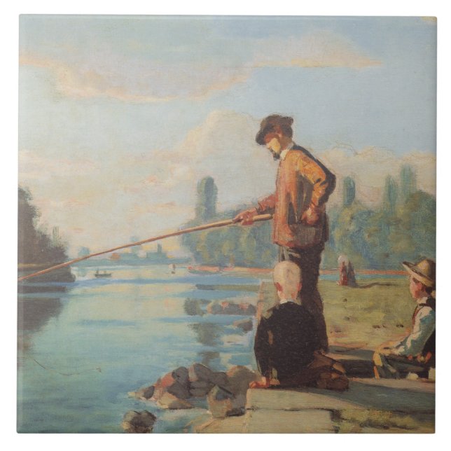 Der Fischer (Angeln im Freien) (Fluss) Fliese (Vorderseite)