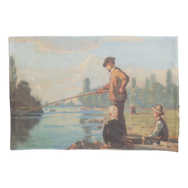 Der Fischer (Angeln im Freien) (Fluss) Kissenbezug (Vorderseite-Links)