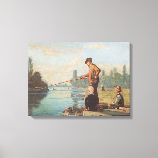 Der Fischer (Angeln im Freien) (Fluss) Leinwanddruck (Vorderseite)