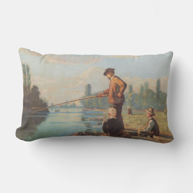 Der Fischer (Angeln im Freien) (Fluss) Lendenkissen (Vorderseite)