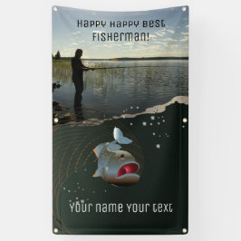 Der Fischer. Glückliches Angeln Banner