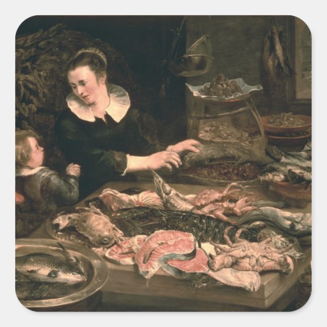Der Fischmonger Quadratischer Aufkleber (Vorderseite)