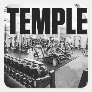 Der Fitnessraum ist mein TEMPEL - Bodybuilding Mot Quadratischer Aufkleber