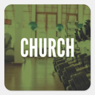 Der Fitnessraum ist meine Kirche - Workout Motivie Quadratischer Aufkleber