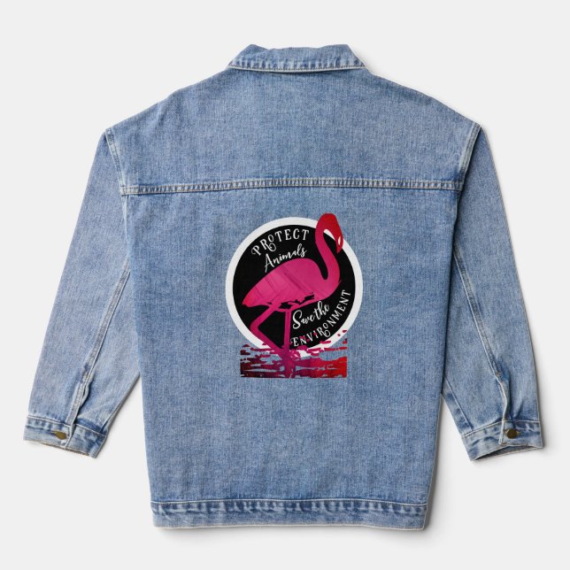 Der Flamingo-Hüter Jeansjacke (Rückseite)