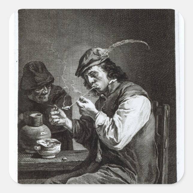 Der flämische Raucher Quadratischer Aufkleber (Vorderseite)