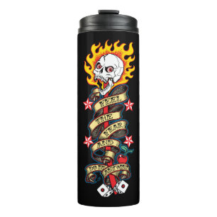 Der flammende Schädel spürt die Angst Thermosbecher