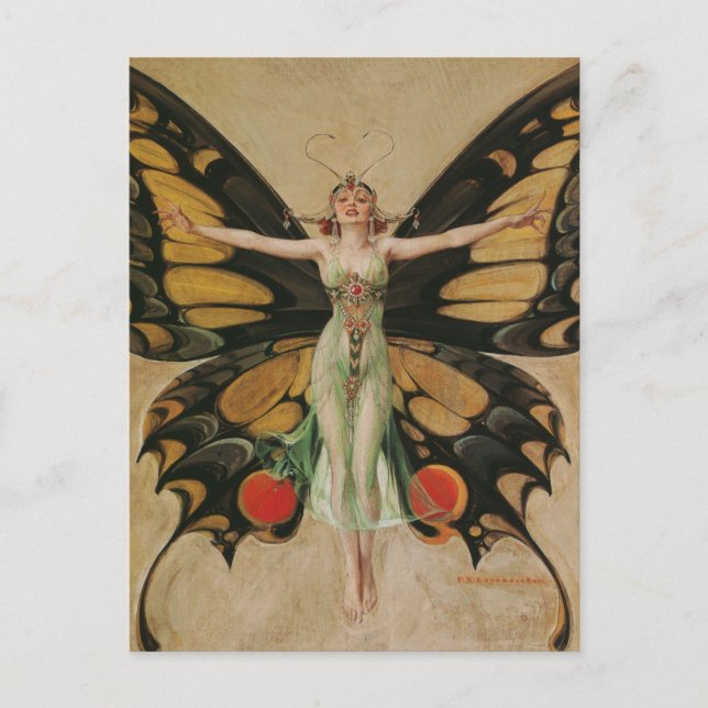 Der Flapper - Schmetterlings Mädchen  Postkarte (Vorderseite)