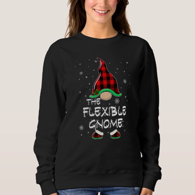 Der flexible Gnom Roter Büffel Kariert Weihnachten Sweatshirt (Vorderseite)