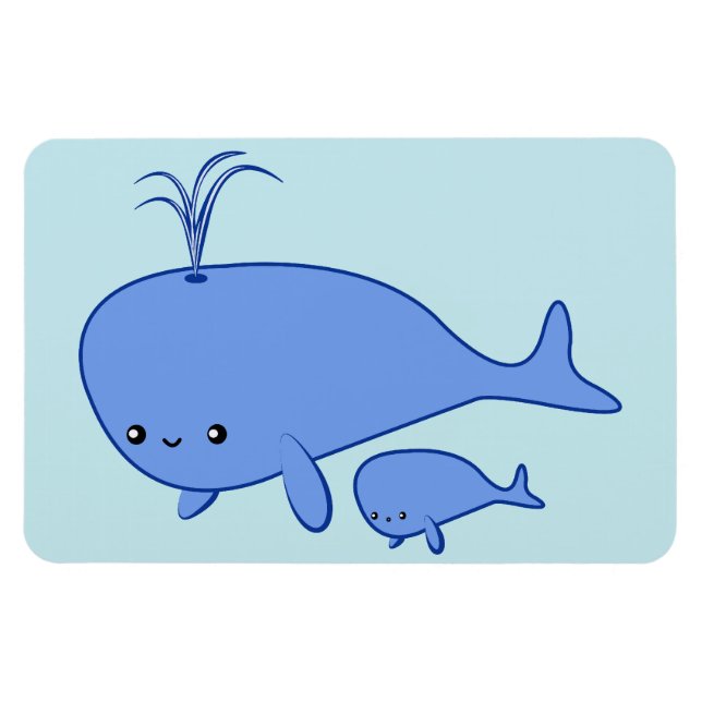 Der flexible Magnet Kawaii Baby Whale und Mama Wha (Horizontal)