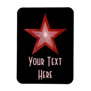 Der flexible rote Star-Magnet 'Text' in vertikaler Magnet