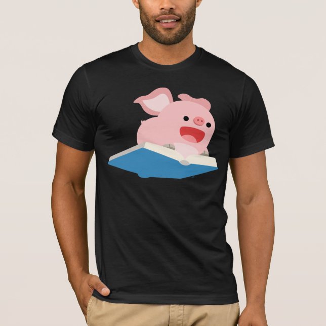 Der Fliegen-Buch-und Cartoon-Schwein-T - Shirt (Vorderseite)