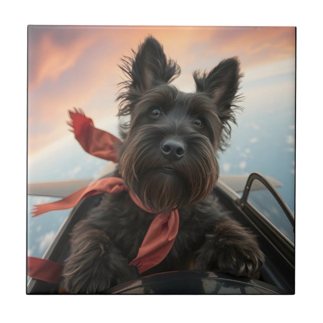 Der fliegende schottische Terrier Dog Fliese (Vorderseite)