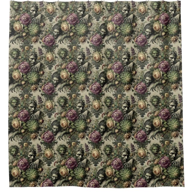 Der florabanische Kult - Gotisches Blumendesign Duschvorhang (Vorderseite)