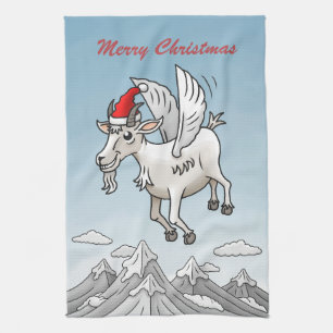 Der Flug des Weihnachtsziegenbocks in den Bergen Geschirrtuch