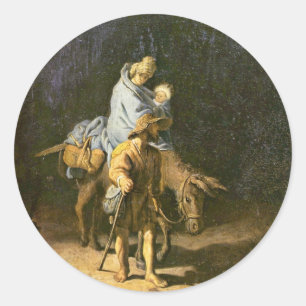 Der Flug in Ägypten. Durch Rembrandt (beste Runder Aufkleber