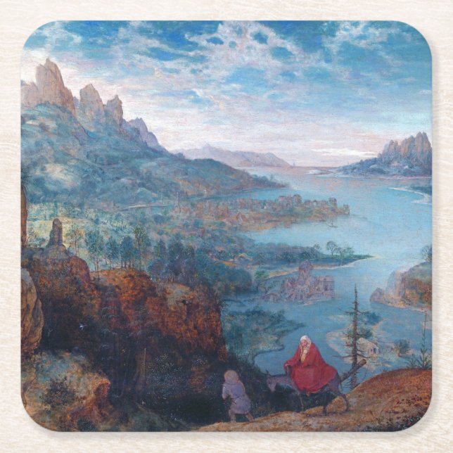 Der Flug nach Ägypten, Pieter Bruegel Rechteckiger Pappuntersetzer (Vorderseite)