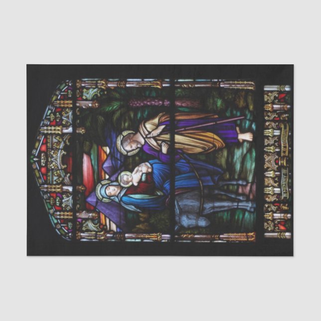 Der Flug zum Ägypten-Buntglas-Weihnachten Seidenpapier (Vorderseite)