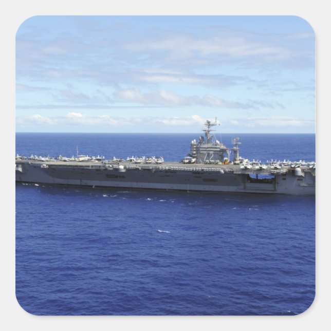 Der Flugzeugträger USS Abraham Lincoln 2 Quadratischer Aufkleber (Vorderseite)
