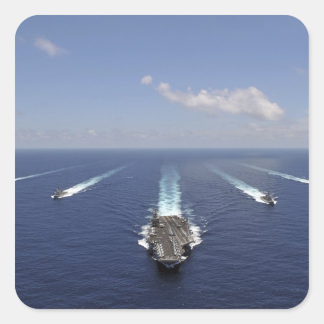 Der Flugzeugträger USS Abraham Lincoln Quadratischer Aufkleber (Vorderseite)