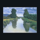 Der Fluss Berville durch Felix Vallotton, die Kuns Postkarte<br><div class="desc">Der Fluss Berville (c. 1918) von Felix Vallotton ist ein Vintager Post-Impressionismus der Kunst Naturmalerei. Die Bäume und Wolken am Himmel reflektieren im ruhigen Wasser. Wälder am Ufer eines Flusses an einem bewölkten Tag mit blauem Himmel. Landarbeiter arbeiten auf den Feldern mit Heuschrecken. Berville ist ein Dorf im Norden Frankreichs...</div>