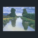 Der Fluss Berville durch Felix Vallotton, die Kuns Postkarte<br><div class="desc">Der Fluss Berville (c. 1918) von Felix Vallotton ist ein Vintager Post-Impressionismus der Kunst Naturmalerei. Die Bäume und Wolken am Himmel reflektieren im ruhigen Wasser. Wälder am Ufer eines Flusses an einem bewölkten Tag mit blauem Himmel. Landarbeiter arbeiten auf den Feldern mit Heuschrecken. Berville ist ein Dorf im Norden Frankreichs...</div>