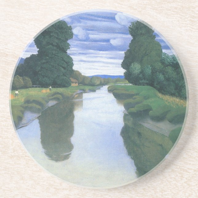 Der Fluss Berville durch Felix Vallotton, die Kuns Sandstein Untersetzer (Vorne)